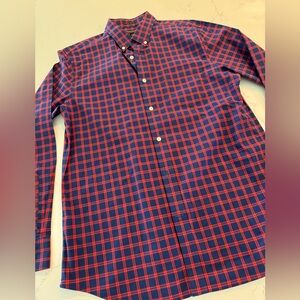 Banana Republic Blue and Red Casual Button Down Shirt